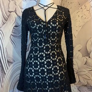 Free People black lace dress size 2